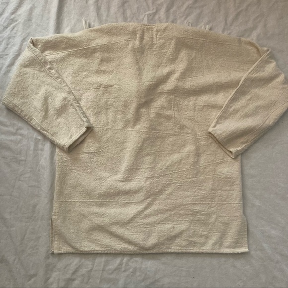 Vintage Western Geometric Fringe Top Size Small Cream - Picture 2 of 4